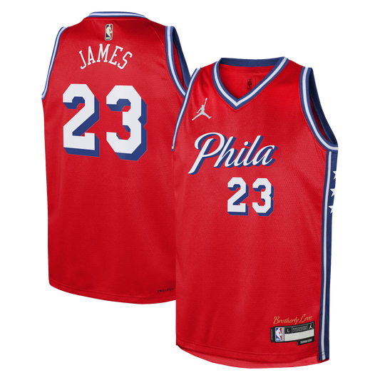 Philadelphia 76ers LeBron James Jordan Statement Swingman Jersey - Red - Youth