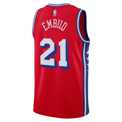 Philadelphia 76ers Joel Embiid Jordan Statement Swingman Jersey - Red - Unisex