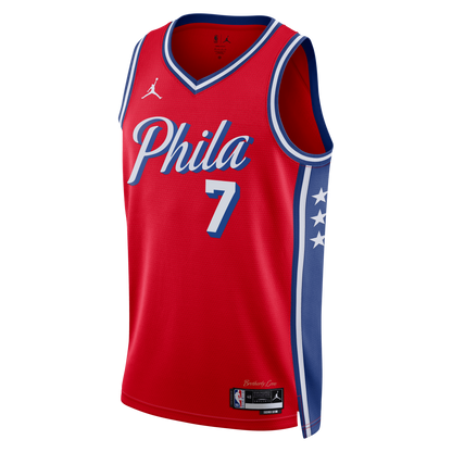 Philadelphia 76ers Jaylen Brown Jordan Statement Swingman Jersey - Red - Unisex