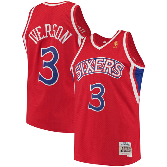 Philadelphia 76ers Allen Iverson Mitchell & Ness 1996-97 Hardwood Classics Swingman Jersey - Red - Men's