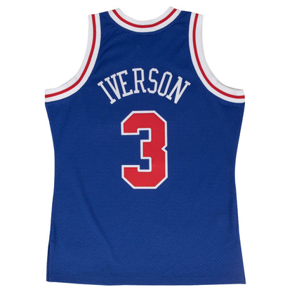 Philadelphia 76ers Allen Iverson Mitchell & Ness 1997 Hardwood Classics Alternate Swingman Jersey - Blue - Men's