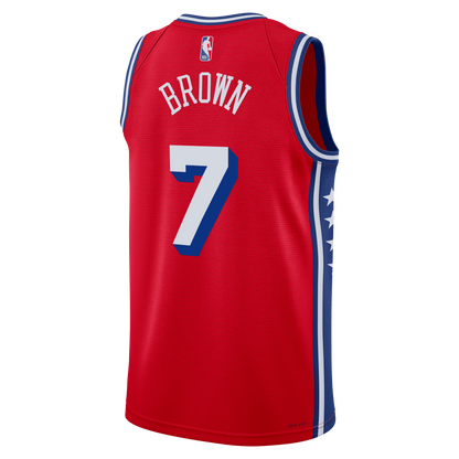 Philadelphia 76ers Jaylen Brown Jordan Statement Swingman Jersey - Red - Unisex